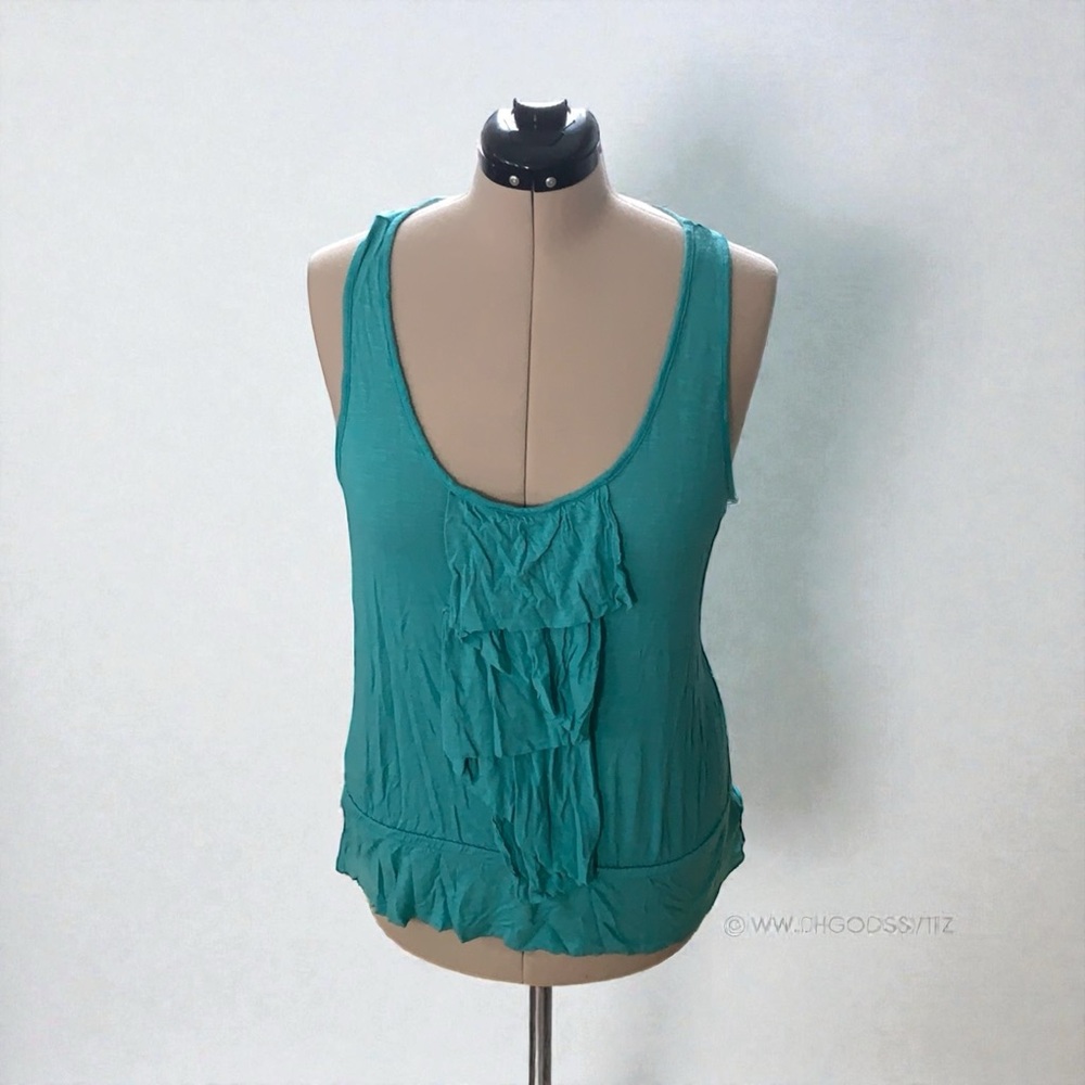 Women's Sleeveless Ruffle Top - Teal